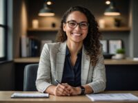 Mitarbeiter Kundenservice (m/w/d) Frau sitzt am Schreibtisch